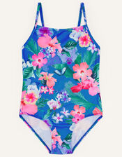 Floral Butterfly Swimsuit with Recycled Polyester, Blue (BLUE), large