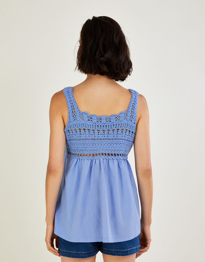 Crochet Trim Cami Top, Blue (BLUE), large