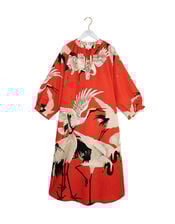 One Hundred Stars Stork Print Midi Dress, Red (RED), large