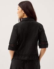 Irina Lace Trim Shirt, Black (BLACK), large