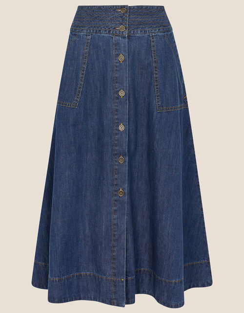 Bryton Denim A-Line Midi Skirt , Blue (DENIM BLUE), large