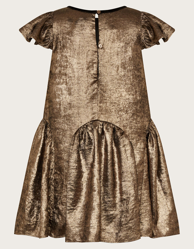 Samantha Shimmer Drop Waist Dress, Gold (ROSE GOLD), large