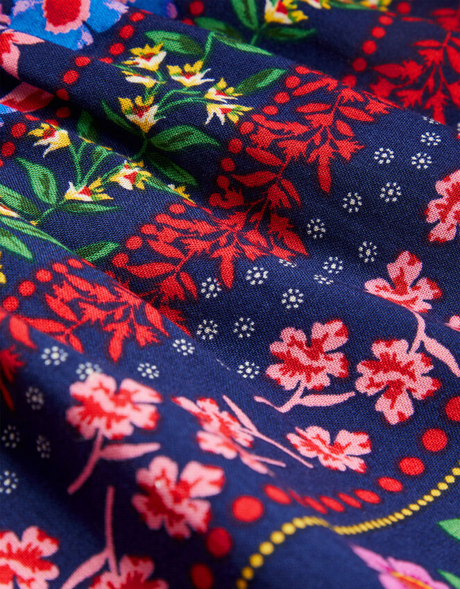 Floral Stripe Print Dress in LENZING™ ECOVERO™, Blue (NAVY), large