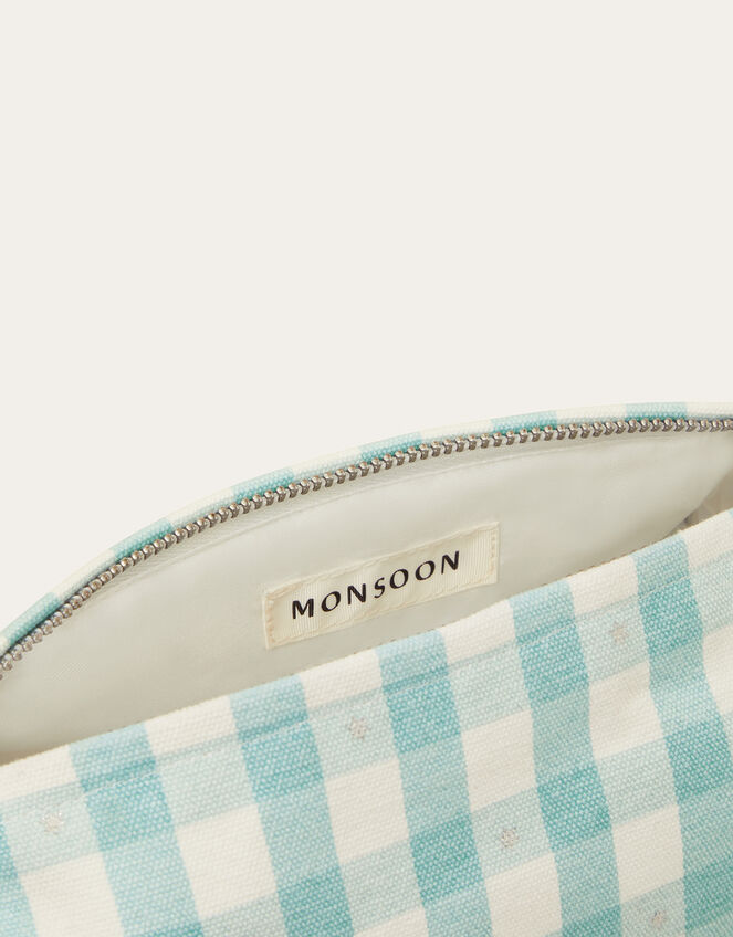 Clementine Gingham Print Make Up Bag, , large