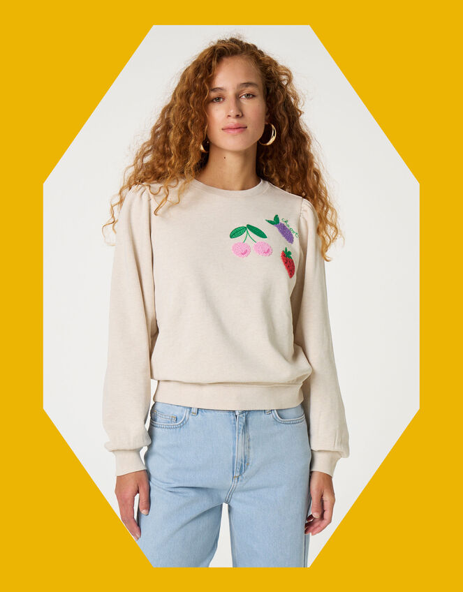 Fabienne Chapot Tina Embroidered Jumper, Camel (BEIGE), large