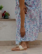 Dilli Grey Tilly Floral Stripe Midi Kaftan Dress, Blue (BLUE), large