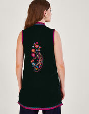 Phoebe Embroidered Waistcoat, Black (BLACK), large