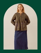 East Dilly Embroidered Gingham Print Blouse, Multi (MULTI), large