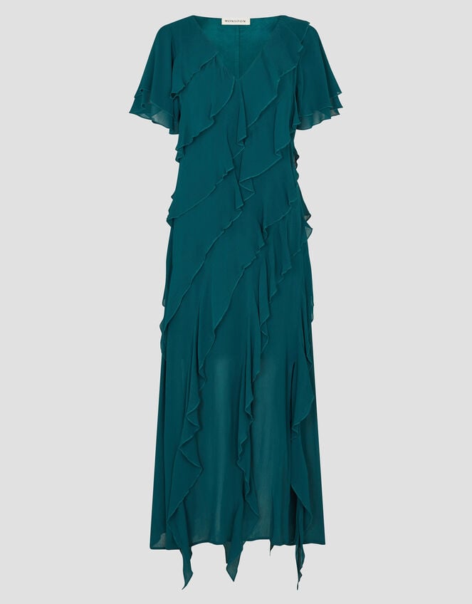 Renata Ruffle Maxi Dress, Teal (TEAL), large