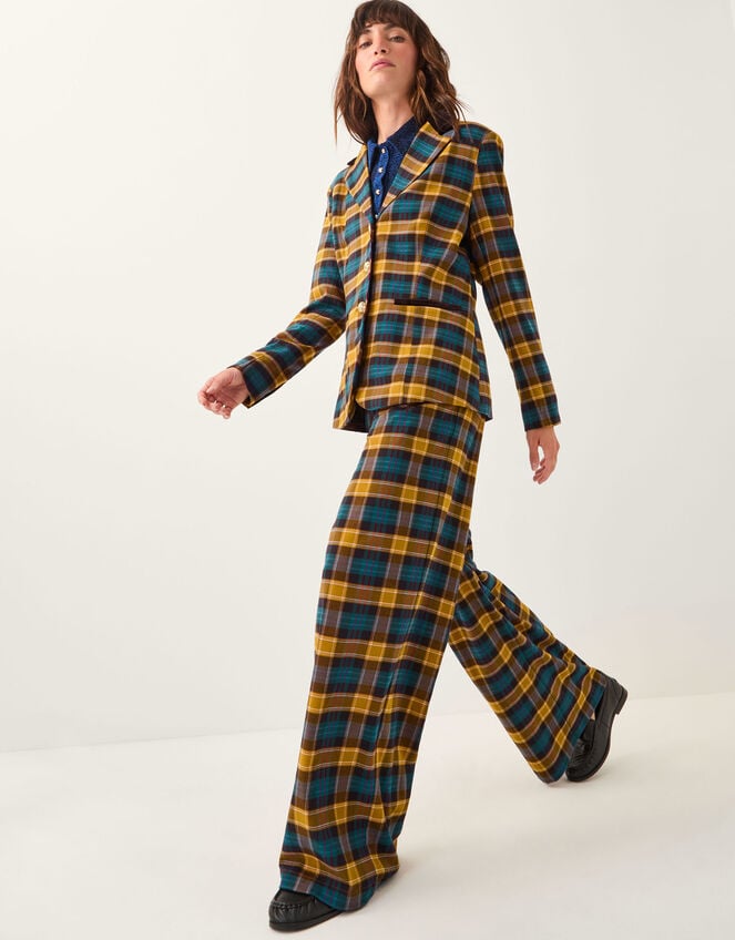 Monsoon x Sarah Corbett-Winder Tartan Suit Trousers, Yellow (YELLOW), large