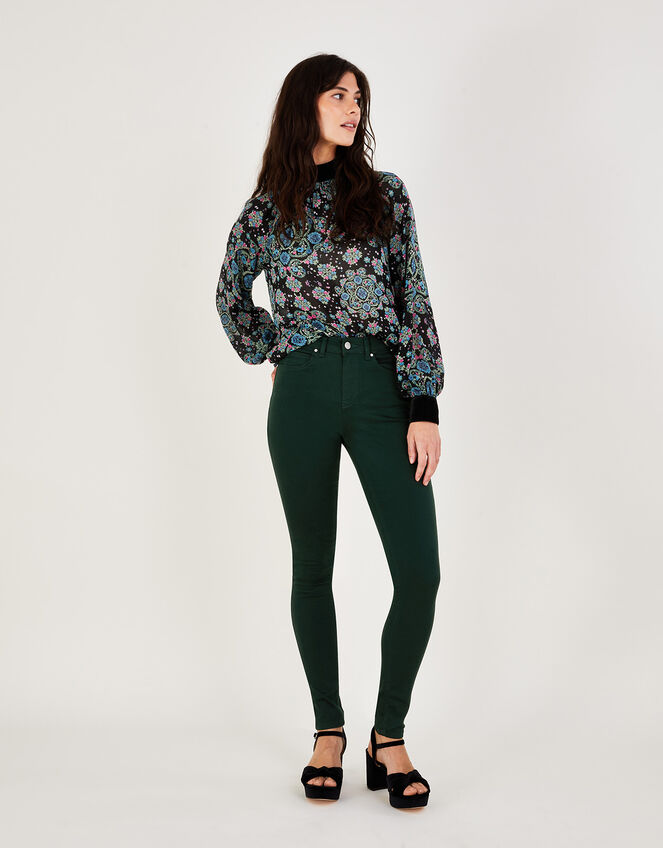 Nadine Regular Length Skinny Jeans, Green (DARK GREEN), large