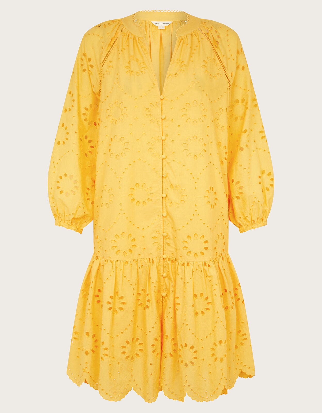 Tilly Broderie Dress Yellow Day Dresses Monsoon UK