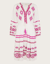 Catia Embroidered Kaftan, White (WHITE), large