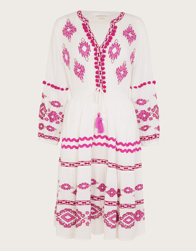 Catia Embroidered Kaftan, White (WHITE), large