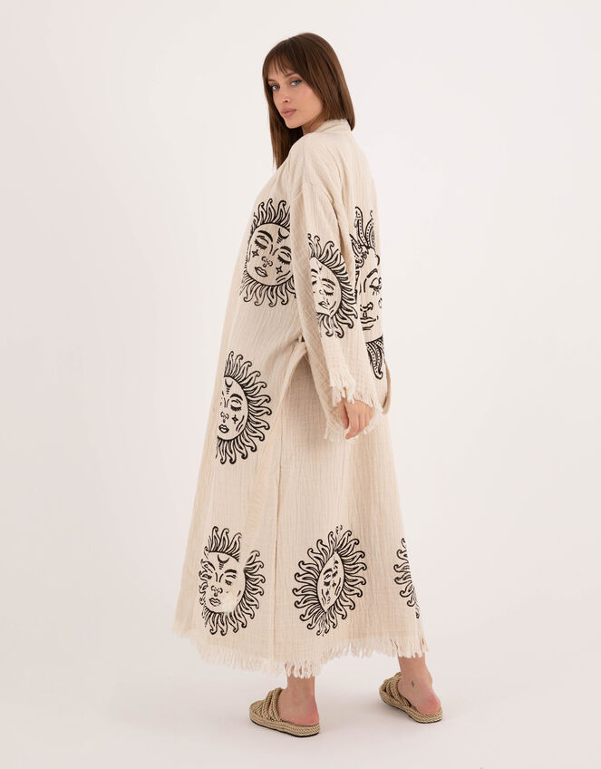 Meraki Beach Sun Woodblock Print Kimono, , large