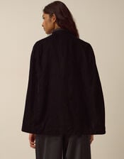 Fenya Velvet Cape Coat, Black (BLACK), large