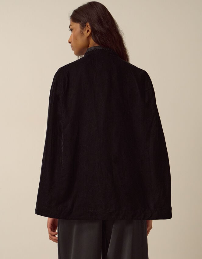 Fenya Velvet Cape Coat, Black (BLACK), large