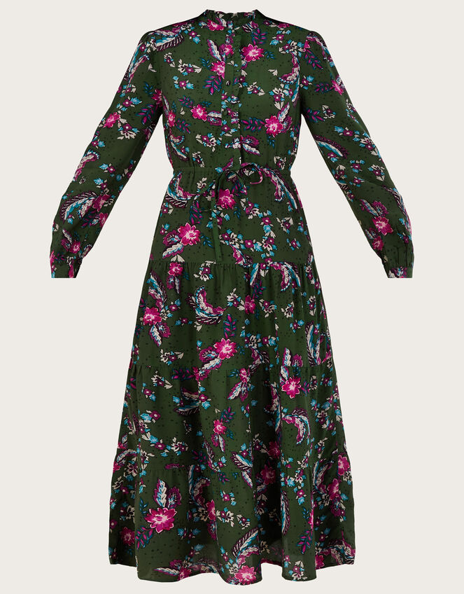 Tabitha Midi Shirt Dress in Sustainable Viscose, Green (GREEN), large