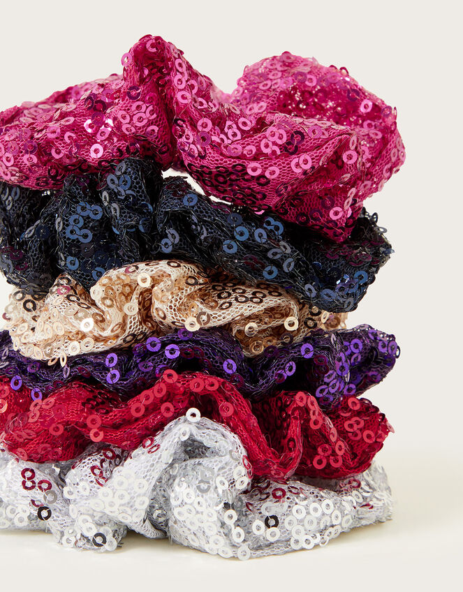 Sequin Scrunchies 6 Pack, , large
