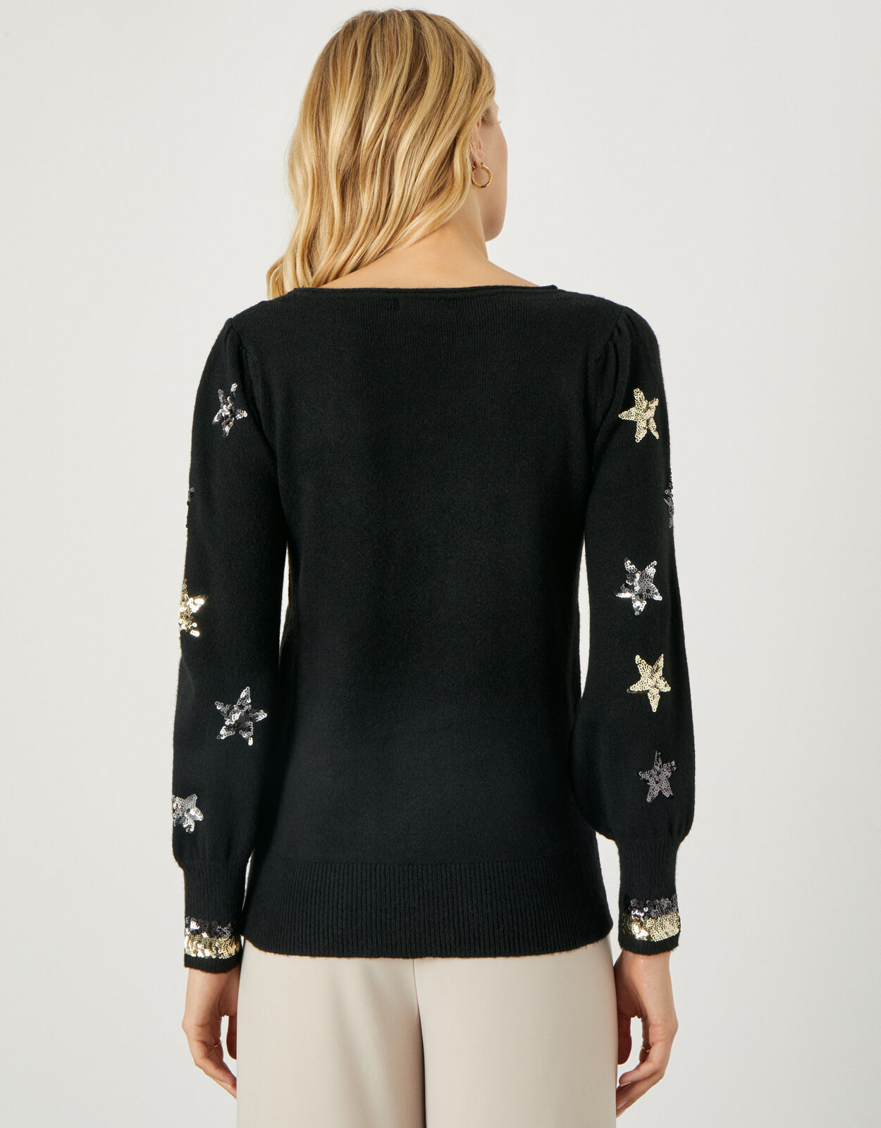 Eva Sequin Star Jumper Black