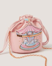 Carousel Print Drawstring Crossbody Bag, , large
