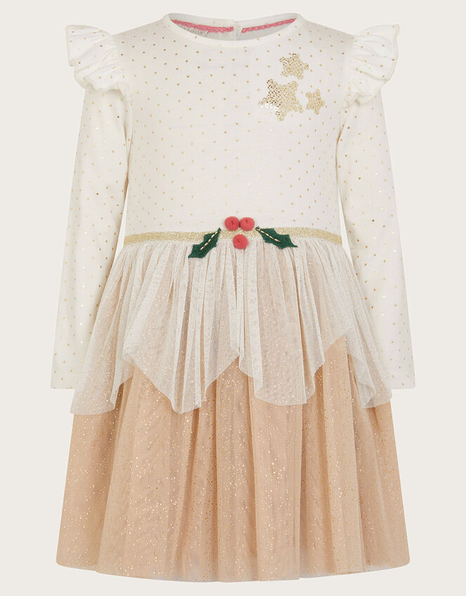 Baby Christmas Pudding Dress, Nude (NUDE), large