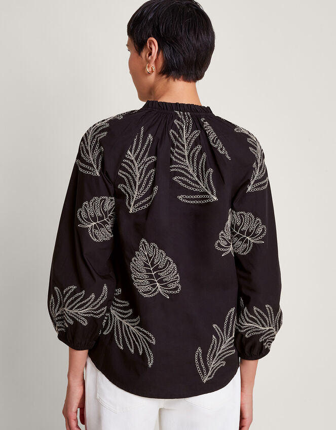 Raeni Leaf Print Blouse, Black (BLACK), large