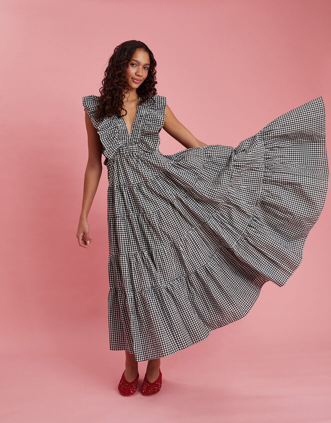 Sundress Shandrani Gingham Maxi Dress, Black (BLACK WHITE), large