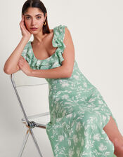Saskia Ruffle Dress, Green (GREEN), large