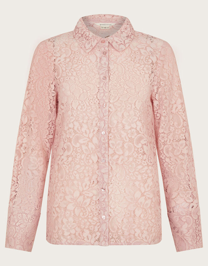 Lia Floral Lace Shirt, Pink (PINK), large