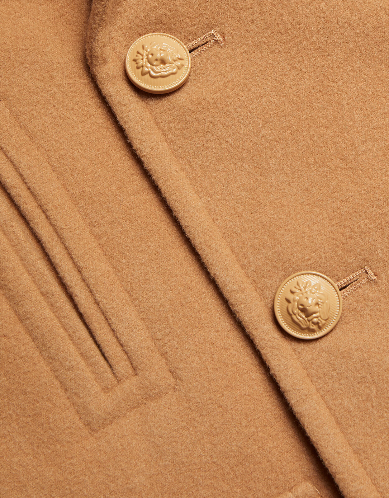 Double Breasted Peacoat with Hood Camel