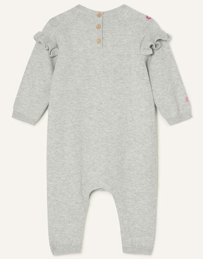 Newborn Floral Knit Sleepsuit, Grey (GREY), large