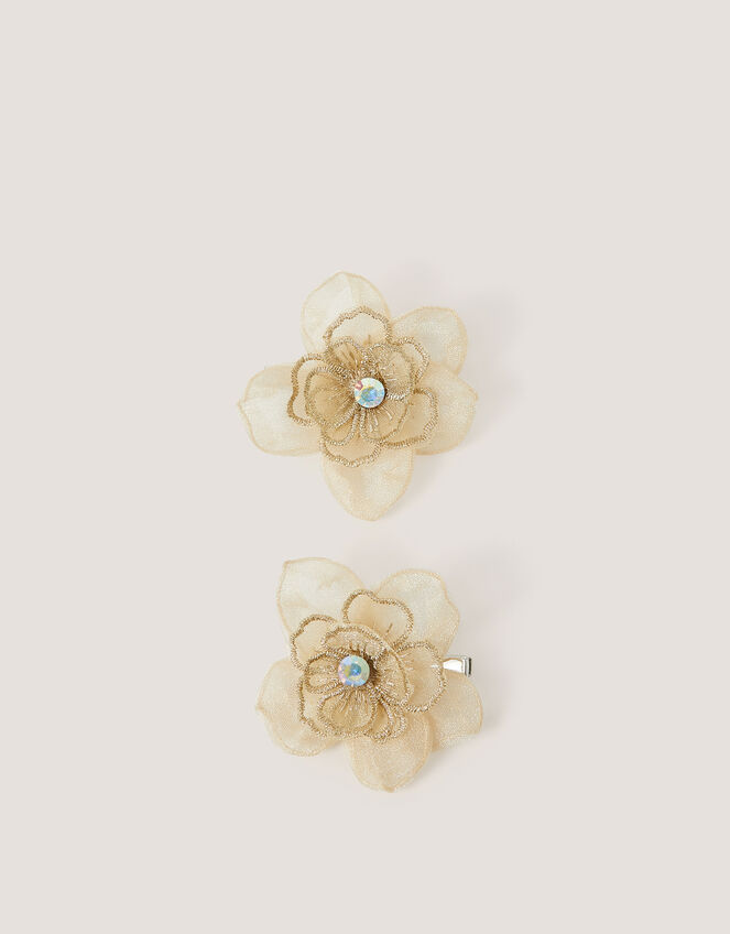 2-Pack Diamant&eacute; Flower Hair Clips, , large