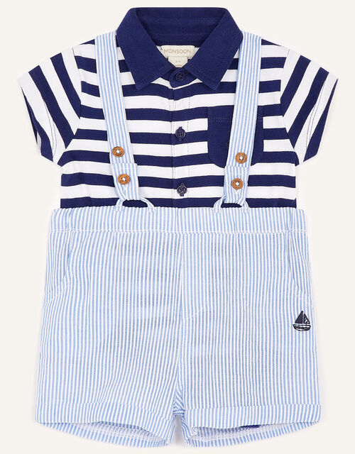Newborn Sebastian Braces and Polo Shirt Set, Blue (BLUE), large