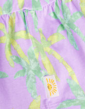 Palm Print Pleated Skort, Purple (PURPLE), large