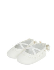 Baby Butterfly and Bowtie Shimmer Booties, Ivory (IVORY), large