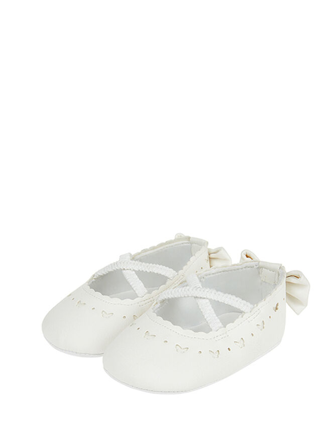 Baby Butterfly and Bowtie Shimmer Booties, Ivory (IVORY), large