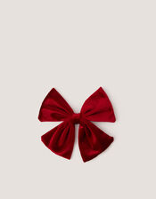 Velvet Bow Hair Clip, Red (RED), large