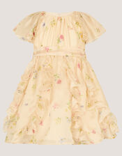 Baby Ditsy Floral Ruffle Party Dress, Yellow (LEMON), large