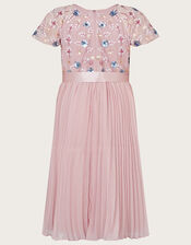 Floral Embellished Pleated Dress, Pink (PINK), large