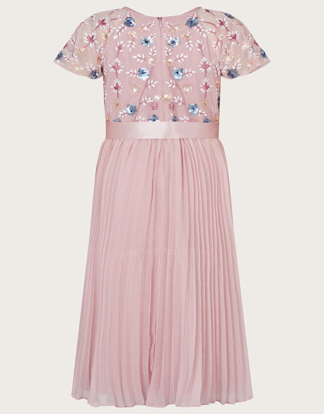 Floral Embellished Pleated Dress, Pink (PINK), large