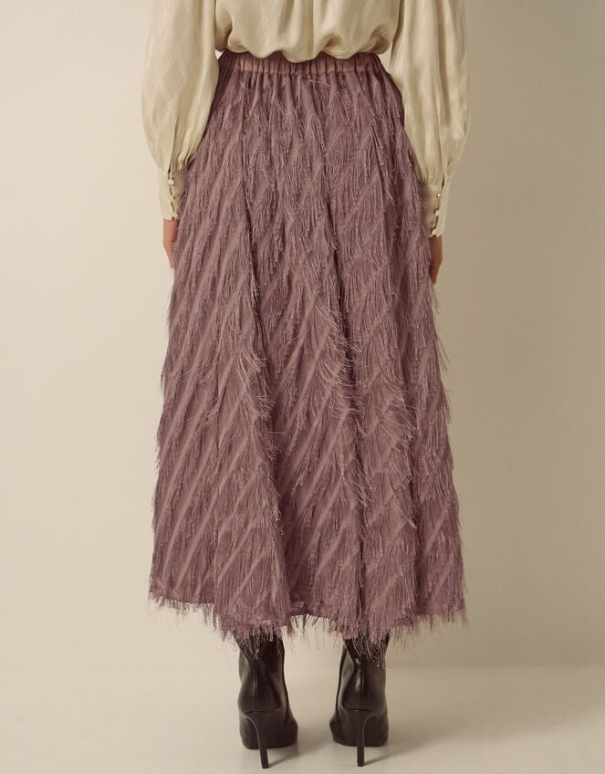 Fayana Fringe A-Line Midi Skirt, Mink (MINK), large