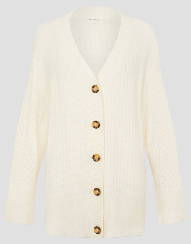 Opal Oversized Knit Cardigan, Ivory (IVORY), large