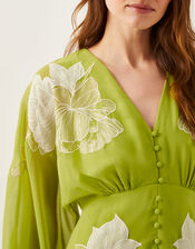 Tilly Floral Embroidered Midi Dress, Green (OLIVE), large