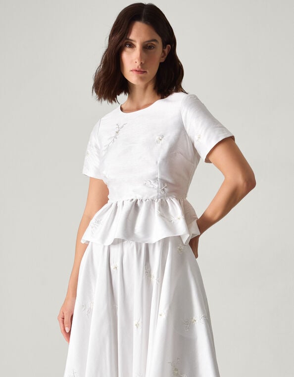 Eliza Floral Embellished Wedding Top, Ivory (IVORY), large