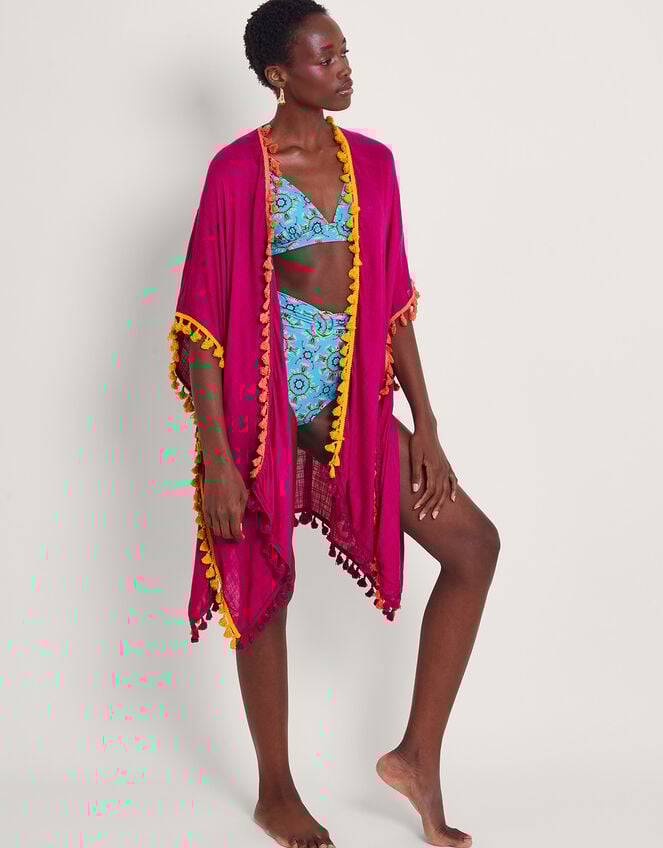 Contrast Tassel Beach Cover-Up, Pink (PINK), large