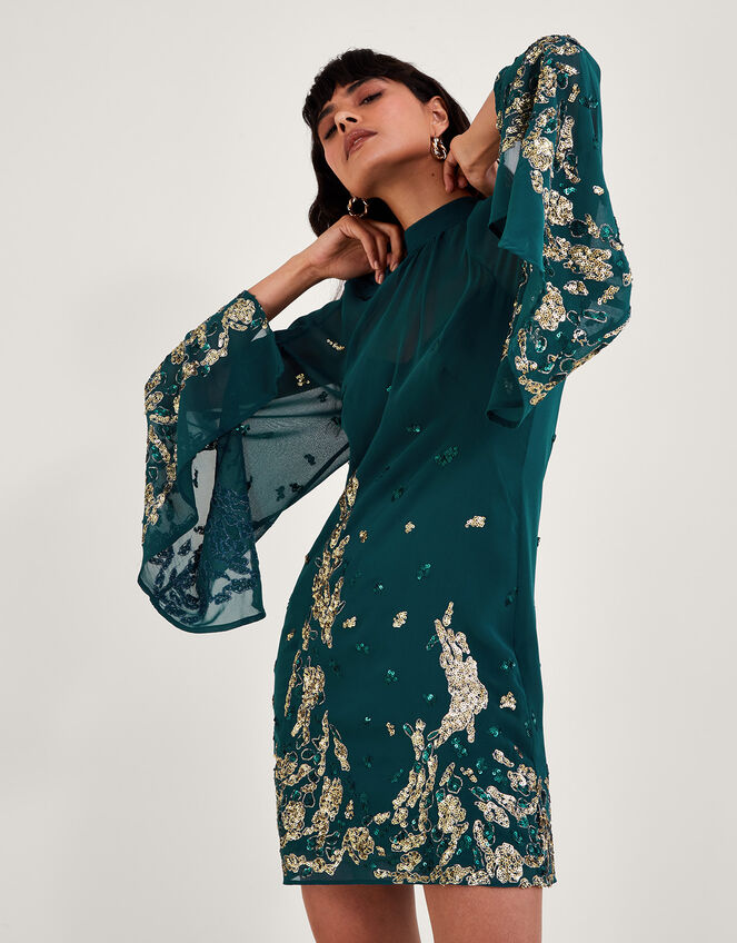 Avery Embellished Tunic Dress, Green (GREEN), large