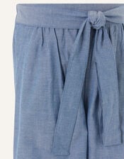 Wide Leg Chambray Trousers, Blue (BLUE), large