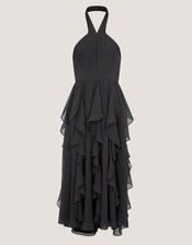 Arizona Halter Ruffle Prom Dress, Black (BLACK), large