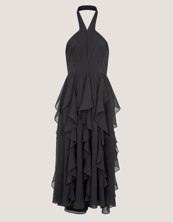 Arizona Halter Ruffle Prom Dress, Black (BLACK), large